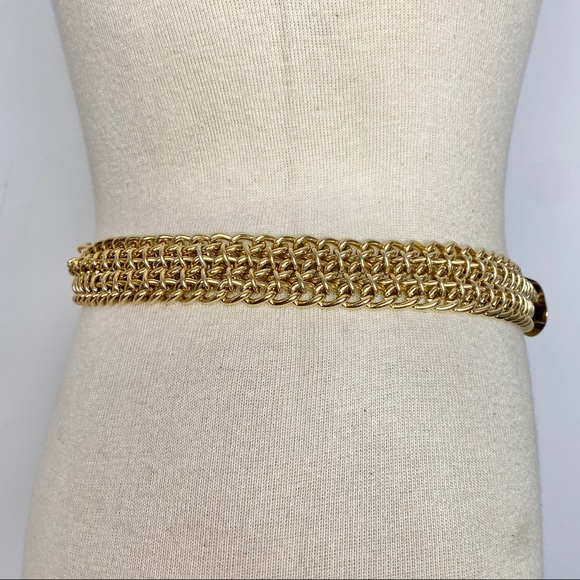 Vintage 80s gold tone metal chain belt - Picture 6 of 9